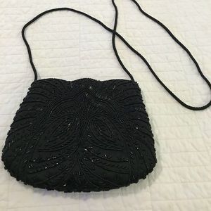 Black beaded evening bag